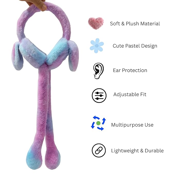 Cute Bunny Plush Ear Muffs for Kids - Image 3