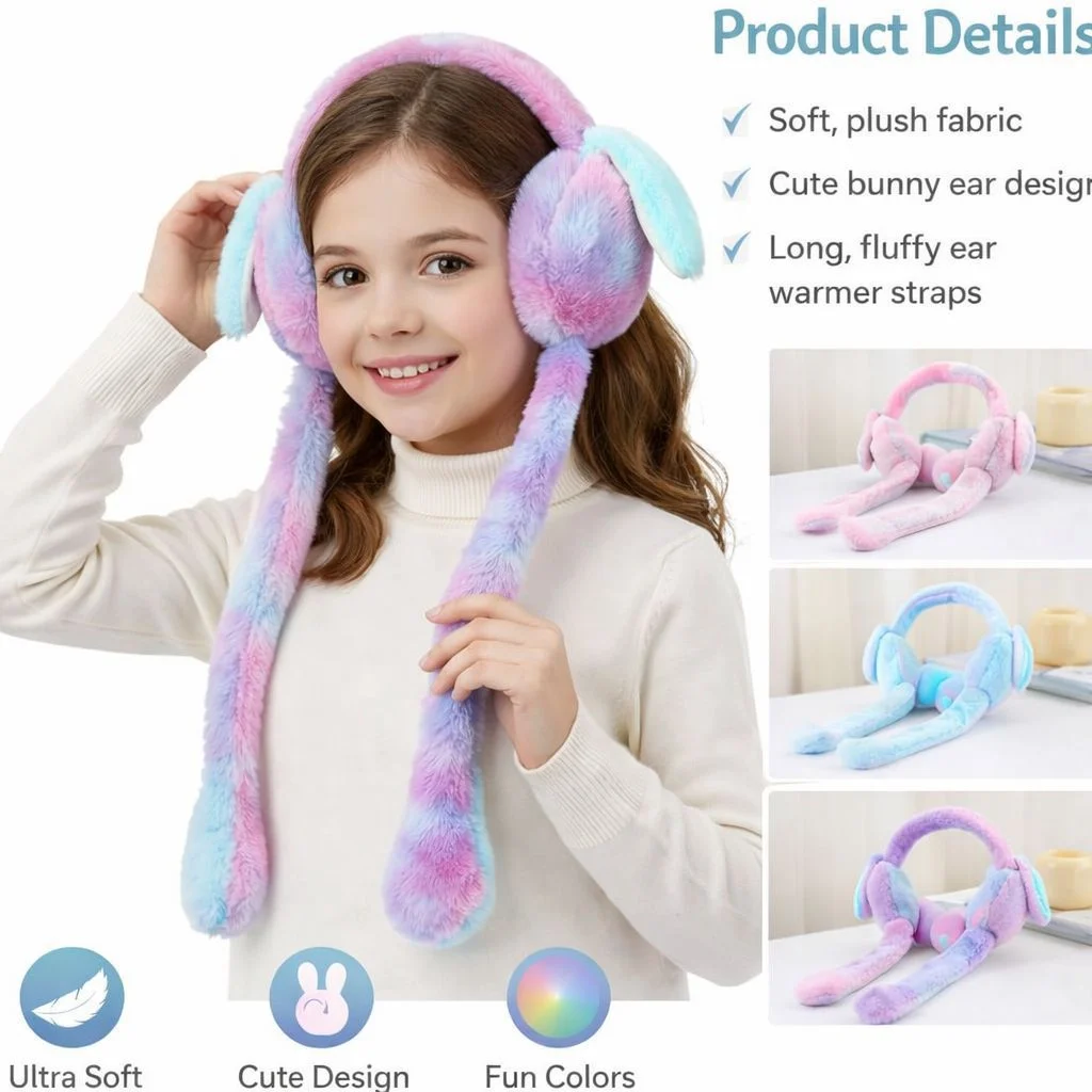 Cute Bunny Plush Ear Muffs for Kids