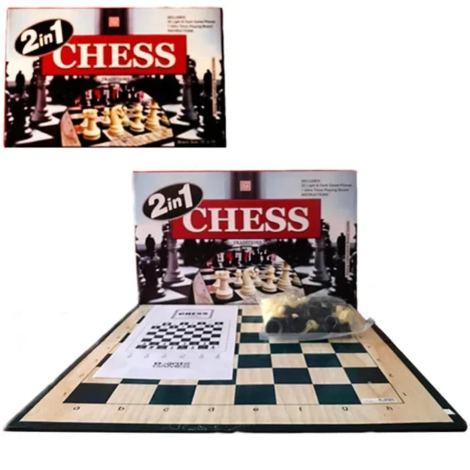 2-in-1 Wooden Draughts & Checkers Board Game Set - Image 3