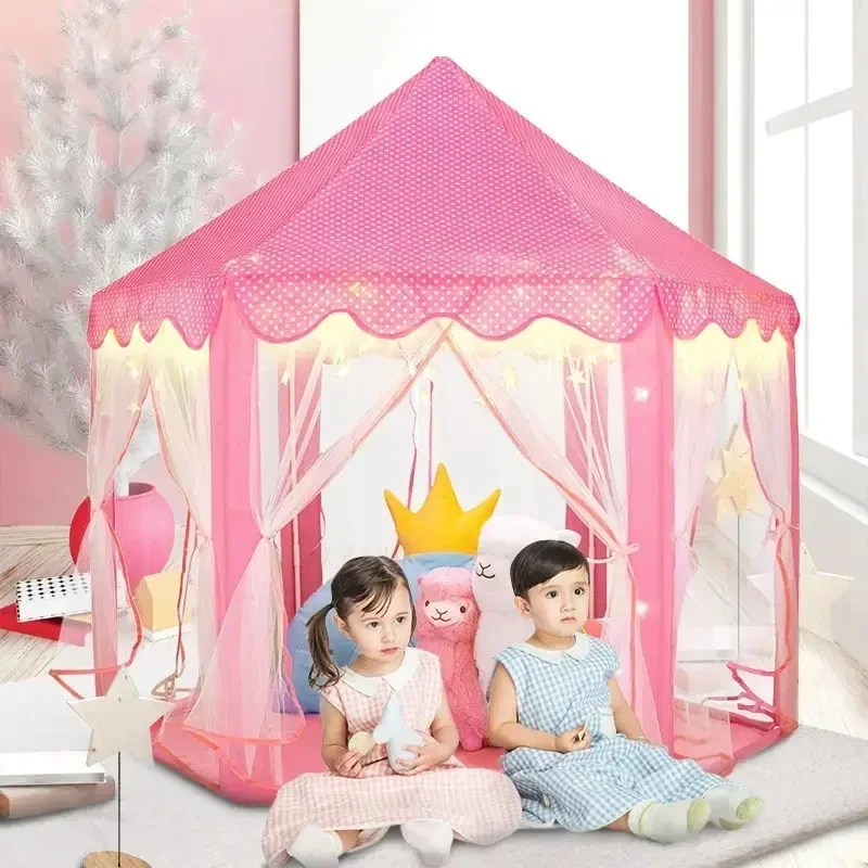 Princess Castle Tent House for Girls with Fairy Lights - Image 4