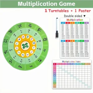 3-in-1 Kids Learning Kit – CVC Word Builder & Multiplication Turntable Game