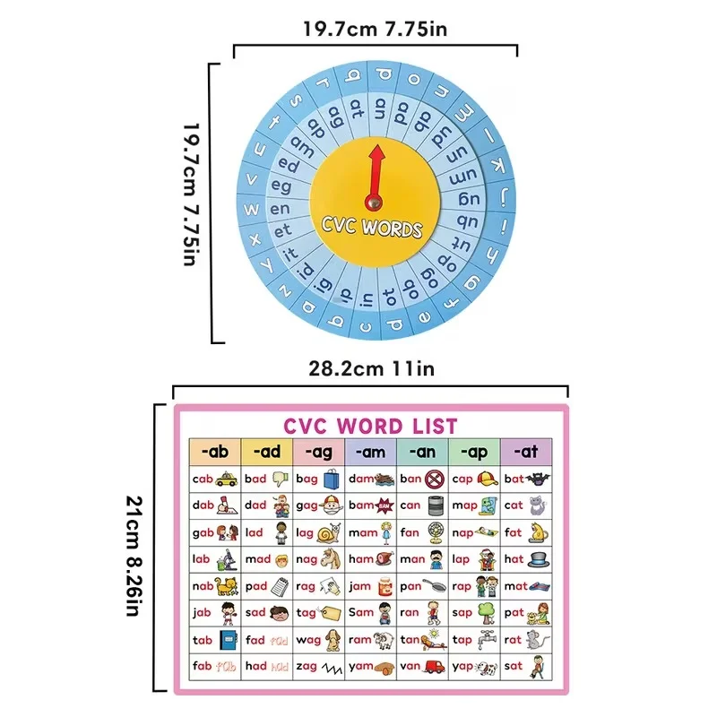 3-in-1 Kids Learning Kit – CVC Word Builder & Multiplication Turntable Game - Image 3