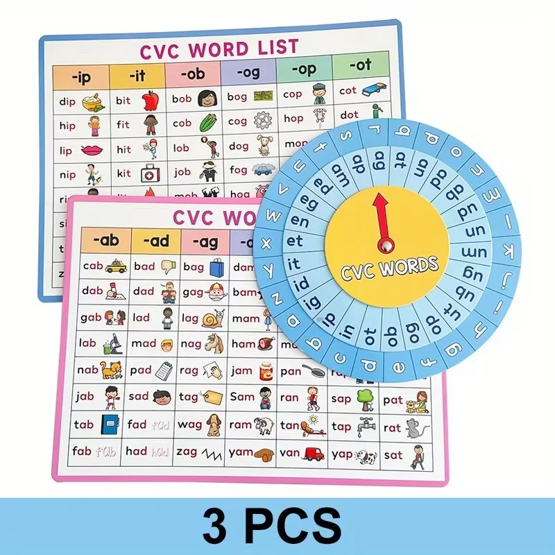 3-in-1 Kids Learning Kit – CVC Word Builder & Multiplication Turntable Game - Image 7